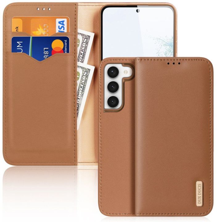 dėklas Samsung Galaxy S23+ flip cover wallet stand RFID lock brown