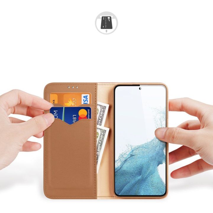 dėklas Samsung Galaxy S23+ flip cover wallet stand RFID lock brown