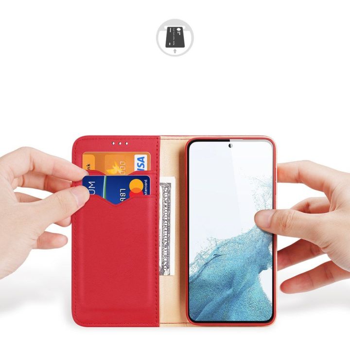 dėklas Samsung Galaxy S23+ flip cover wallet stand RFID lock red