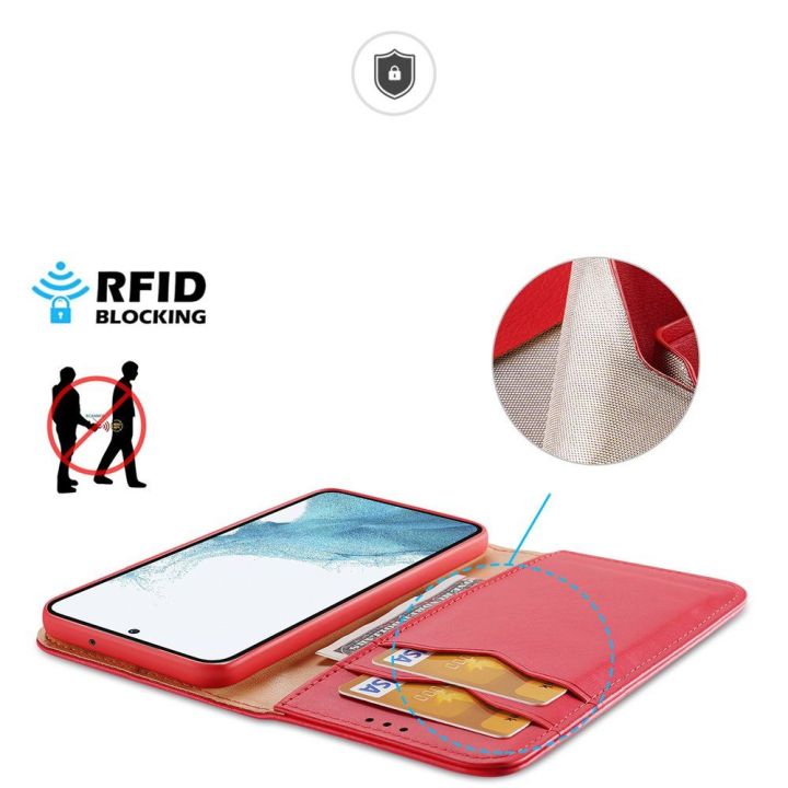 dėklas Samsung Galaxy S23+ flip cover wallet stand RFID lock red