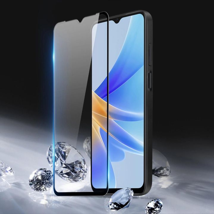 9D grūdintas stiklas Oppo A17 9H grūdintas stiklas su juodu rėmeliu