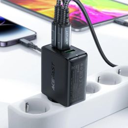 Greitasis įkroviklis Acefast GaN (2xUSB A) PPS / PD / QC4+ 65W, juodas (A41)