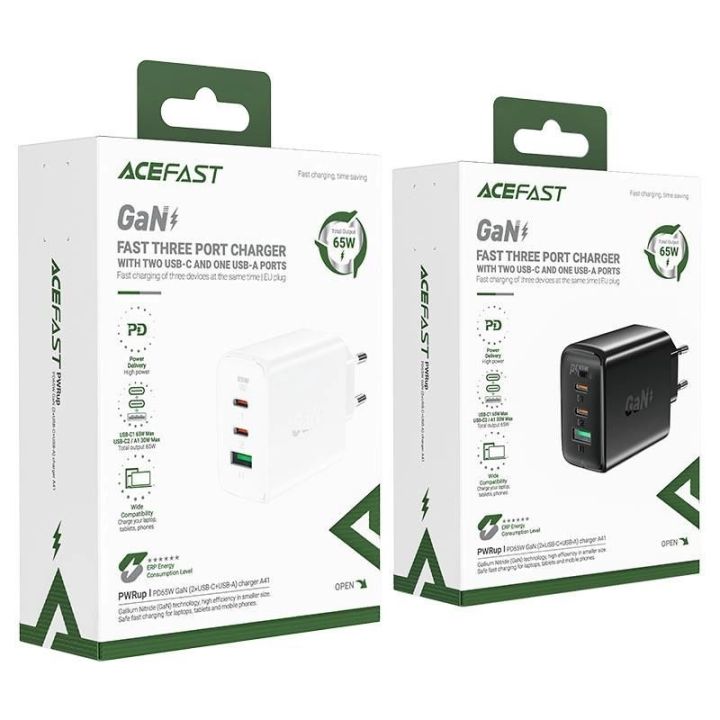Greitasis įkroviklis Acefast GaN (2x USB A) PPS / PD / QC4+ 65W, baltas (A41)