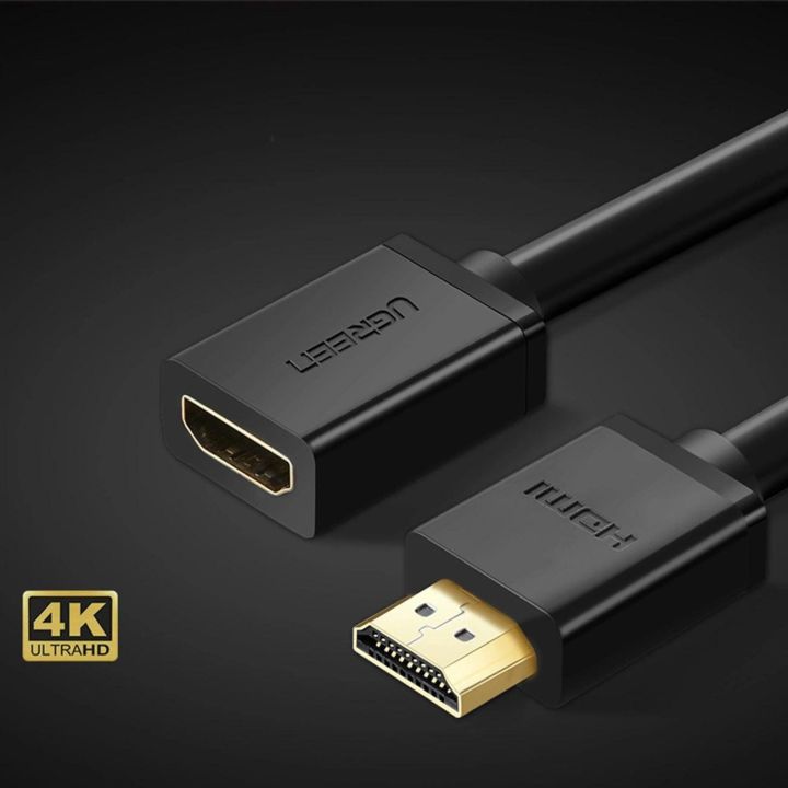HDMI (vyriškas) - HDMI (moteriškas) 2.0 4K adapterio kabelis 1 m juodas (HD107)