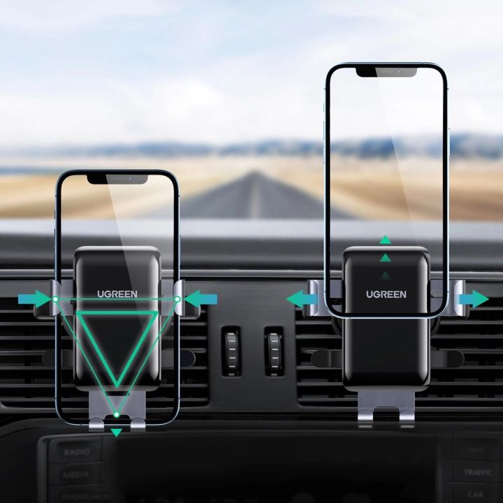 Automobilinis telefono laikiklis - apvalios grotelės LP274 - pilkos spalvos