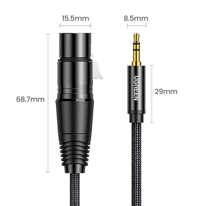 garso kabelis 3,5 mm mini lizdas (vyriškas) - XLR (moteriškas) 1 m juodas (AV182)