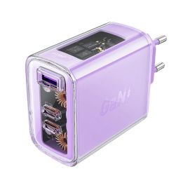 Acefast GaN 65W 3 prievadų įkroviklis (1xUSB, 2xUSB C), violetinės spalvos (A45)