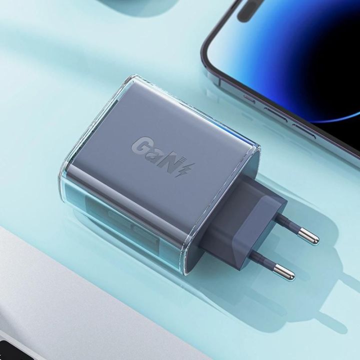 Acefast GaN 65W 3 prievadų įkroviklis (1xUSB, 2xUSB C), violetinės spalvos (A45)
