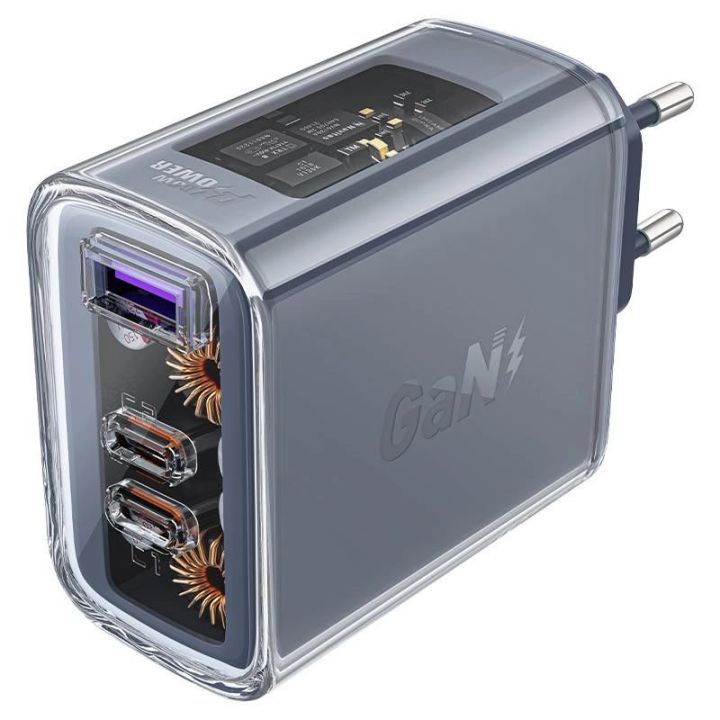 Acefast GaN 65W 3 prievadų įkroviklis (1xUSB, 2xUSB C), žalias (A45)