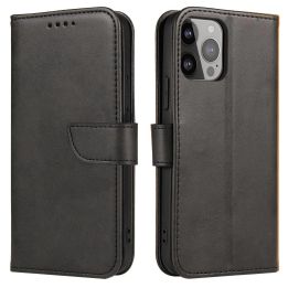 Magnetinis dėklas Realme 10 Pro+ dėklas su atvartu, piniginės stovas, juodas