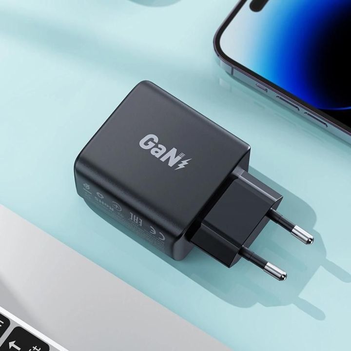 GaN 35W PD 2x USB C Acefast A49 greitasis įkroviklis - juodas