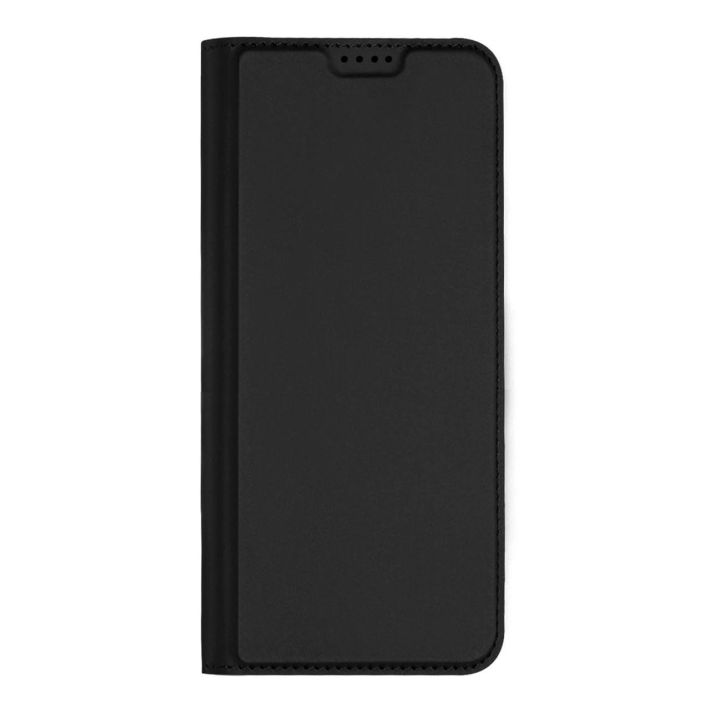 Skin Pro dėklas Xiaomi Redmi A1+ su atverčiamu dangteliu, kortelių dėklas, piniginės stovas, juodas