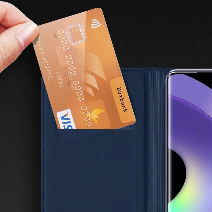 Skin Pro dėklas Realme 10 Pro flip cover card wallet stand blue