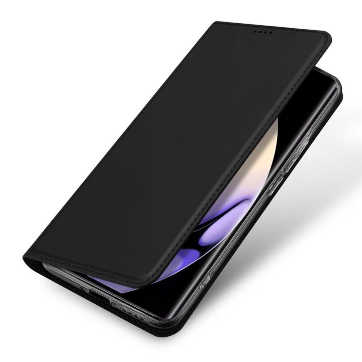 Skin Pro dėklas Realme 10 Pro+ su atverčiamu dangteliu, skirtas kortelei, piniginei, juodos spalvos