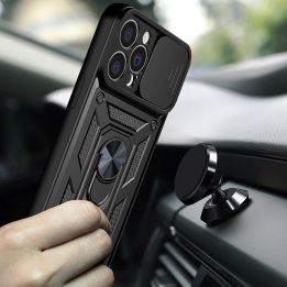 Hybrid Armor Camshield dėklas Huawei nova Y90 šarvuotas dėklas su kameros dangteliu juodas