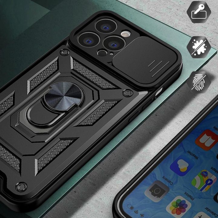 Hybrid Armor Camshield dėklas Huawei nova Y90 šarvuotas dėklas su kameros dangteliu juodas