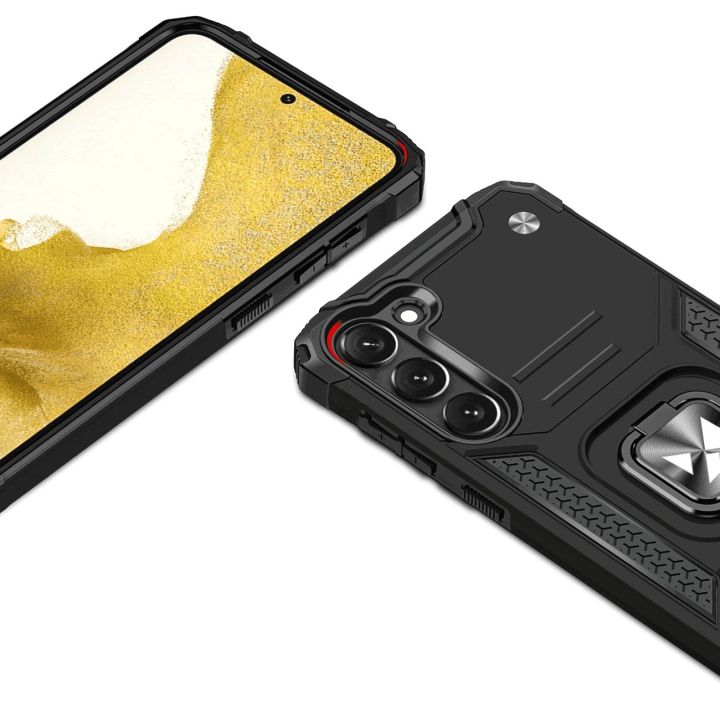 Ring Armor dėklas Samsung Galaxy S23+ šarvuotas dėklas magnetinis laikiklis žiedas juodas
