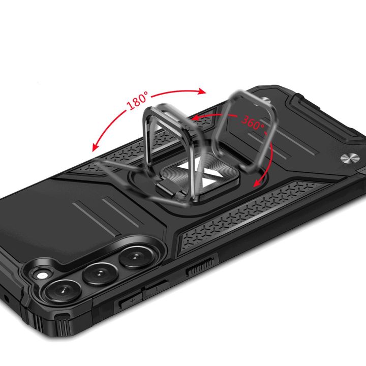 Ring Armor dėklas Samsung Galaxy S23+ šarvuotas dėklas magnetinis laikiklis žiedas juodas