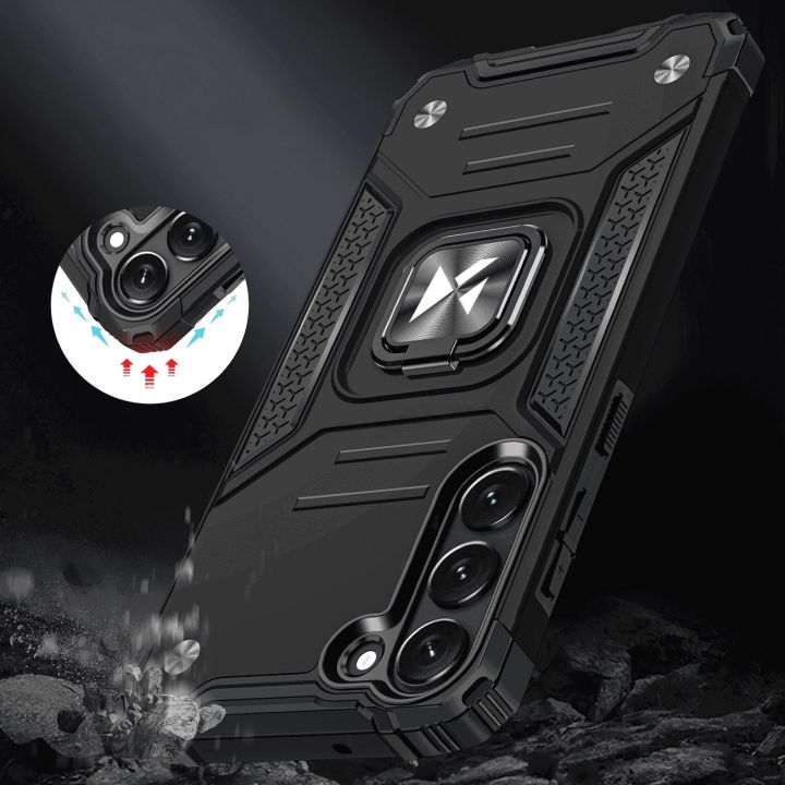 Ring Armor dėklas Samsung Galaxy S23+ šarvuotas dėklas magnetinis laikiklis žiedas juodas