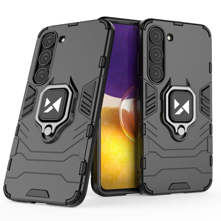 Ring Armor dėklas Samsung Galaxy S23+ šarvuotas dėklas magnetinis laikiklis žiedas juodas