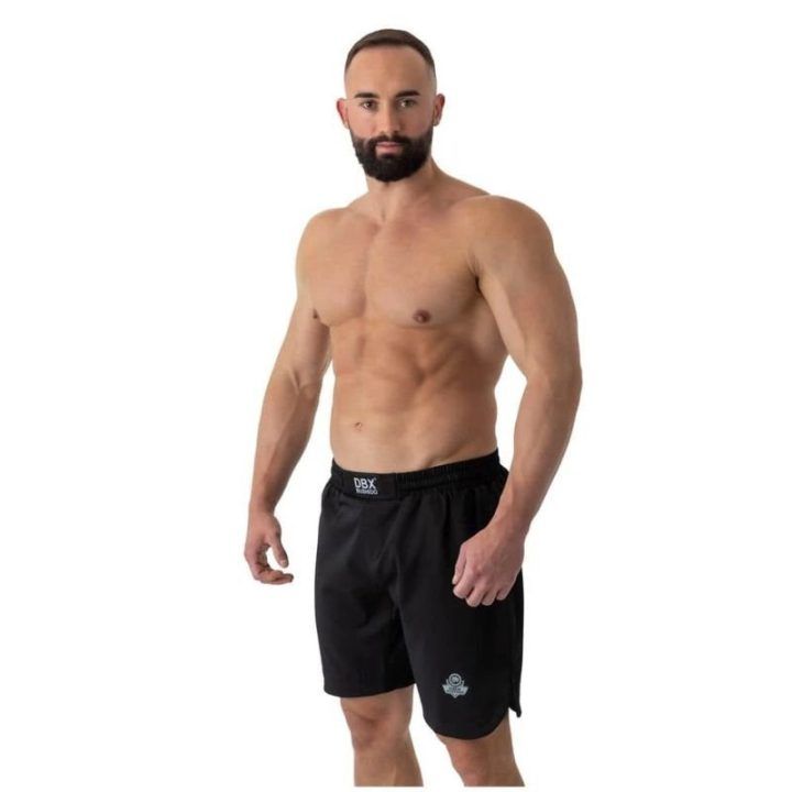 MMA treniruočių šortai su elastingu įsiuvu DBX Bushido, juodi