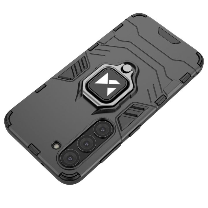 Ring Armor dėklas Samsung Galaxy S23+ šarvuotas dėklas magnetinis laikiklis žiedas juodas