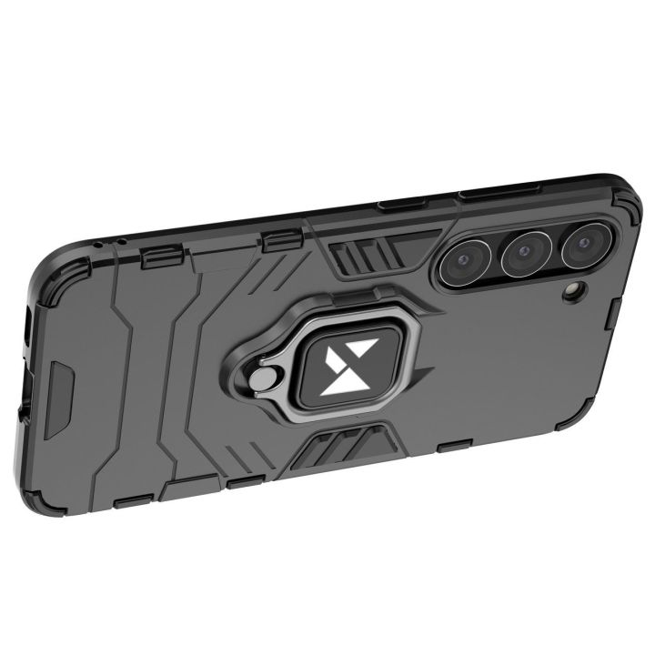 Ring Armor dėklas Samsung Galaxy S23+ šarvuotas dėklas magnetinis laikiklis žiedas juodas