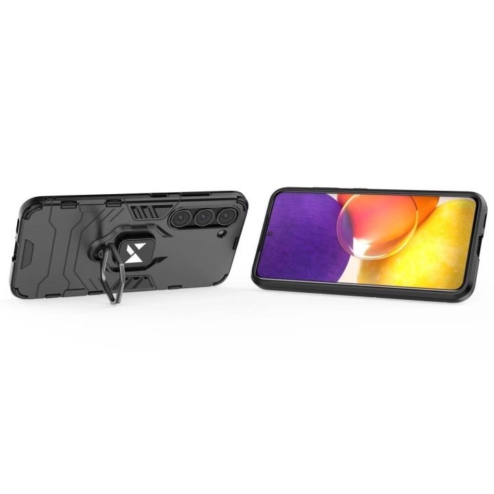 Ring Armor dėklas Samsung Galaxy S23 šarvuotas dėklas magnetinis laikiklis žiedas juodas