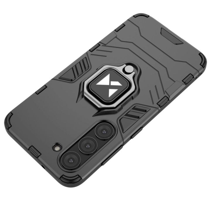 Ring Armor dėklas Samsung Galaxy S23 šarvuotas dėklas magnetinis laikiklis žiedas juodas