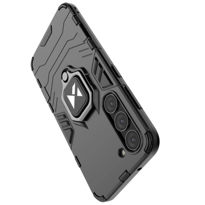 Ring Armor dėklas Samsung Galaxy S23 šarvuotas dėklas magnetinis laikiklis žiedas juodas