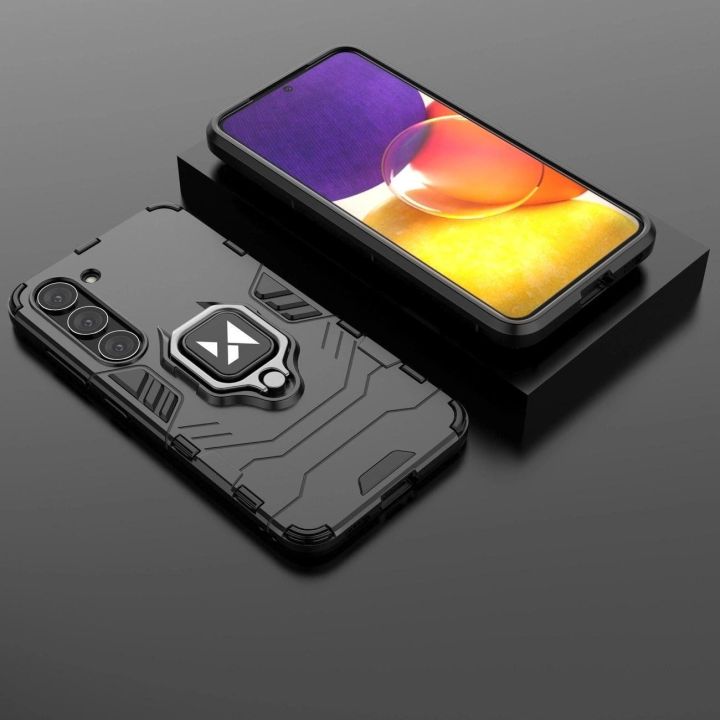 Ring Armor dėklas Samsung Galaxy S23 šarvuotas dėklas magnetinis laikiklis žiedas juodas