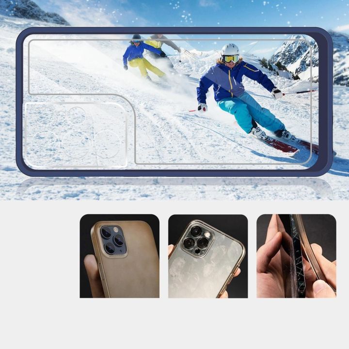 Skaidrus 3in1 dėklas Samsung Galaxy S23 Ultra silikoninis dangtelis su rėmeliu, mėlynas