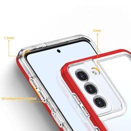 Skaidrus 3in1 dėklas Samsung Galaxy S23+ silikoninis dangtelis su rėmeliu raudonas
