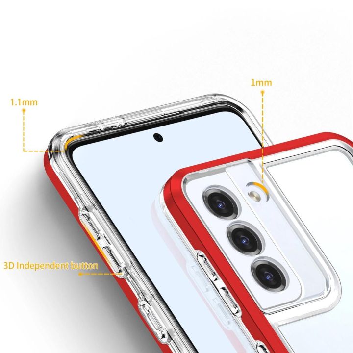 Skaidrus 3in1 dėklas Samsung Galaxy S23+ silikoninis dangtelis su rėmeliu raudonas