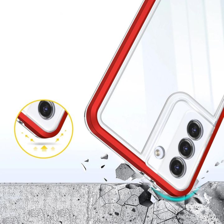 Skaidrus 3in1 dėklas Samsung Galaxy S23+ silikoninis dangtelis su rėmeliu raudonas