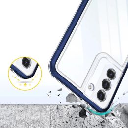 Skaidrus 3in1 dėklas Samsung Galaxy S23+ silikoninis dangtelis su rėmeliu, mėlynas