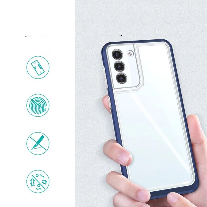 Skaidrus 3in1 dėklas Samsung Galaxy S23+ silikoninis dangtelis su rėmeliu, mėlynas