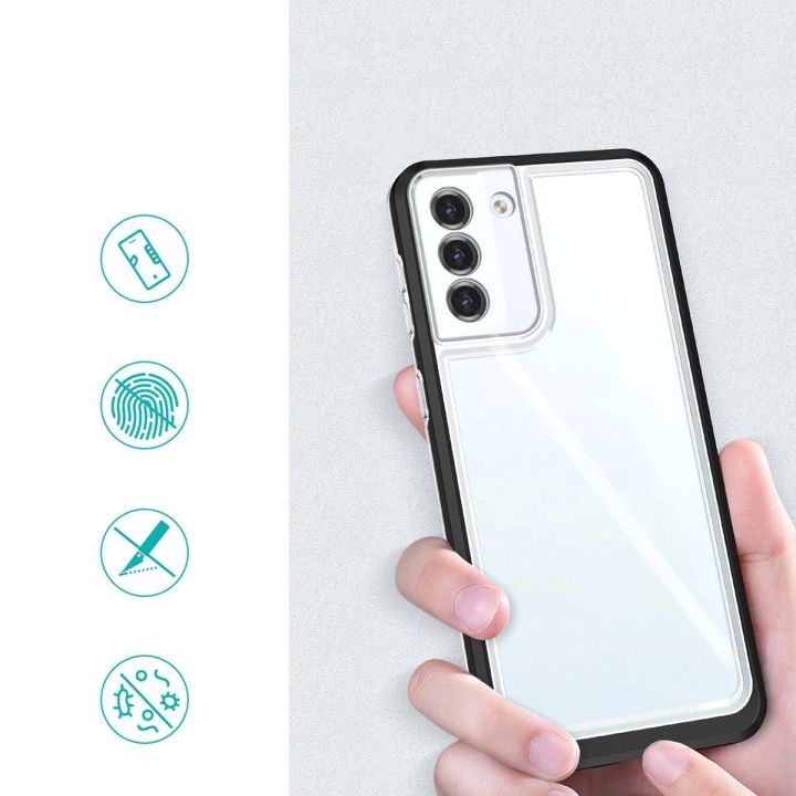 Skaidrus 3in1 dėklas Samsung Galaxy S23+ silikoninis dangtelis su rėmeliu juodas
