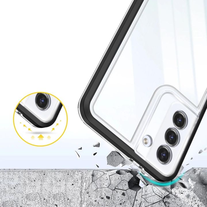 Skaidrus 3in1 dėklas Samsung Galaxy S23+ silikoninis dangtelis su rėmeliu juodas