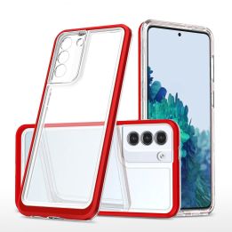 Skaidrus 3in1 dėklas Samsung Galaxy S23 silikoninis dangtelis su rėmeliu raudonas