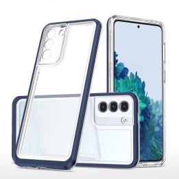 Skaidrus 3in1 dėklas Samsung Galaxy S23 silikoninis dangtelis su rėmeliu mėlynas
