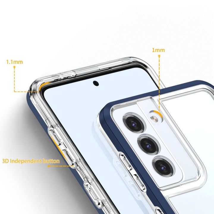 Skaidrus 3in1 dėklas Samsung Galaxy S23 silikoninis dangtelis su rėmeliu mėlynas