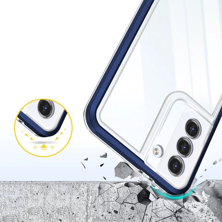 Skaidrus 3in1 dėklas Samsung Galaxy S23 silikoninis dangtelis su rėmeliu mėlynas