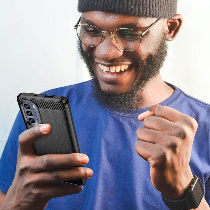 dėklas skirtas Motorola Moto G62 5G, lankstus silikoninis anglinis dėklas, juodos spalvos