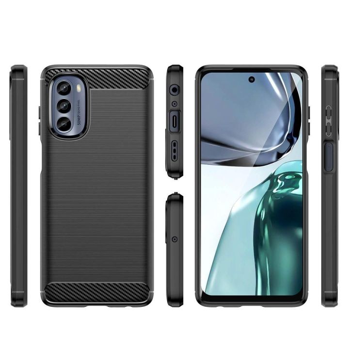 dėklas skirtas Motorola Moto G62 5G, lankstus silikoninis anglinis dėklas, juodos spalvos
