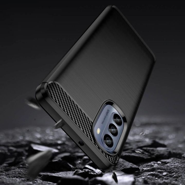 dėklas skirtas Motorola Moto G62 5G, lankstus silikoninis anglinis dėklas, juodos spalvos