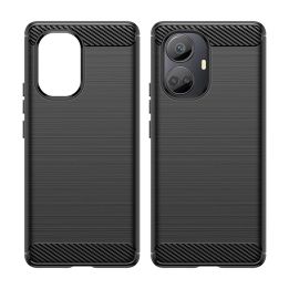 dėklas Realme 10 Pro+ lanksčiam silikoniniam anglies dėklui, juodos spalvos