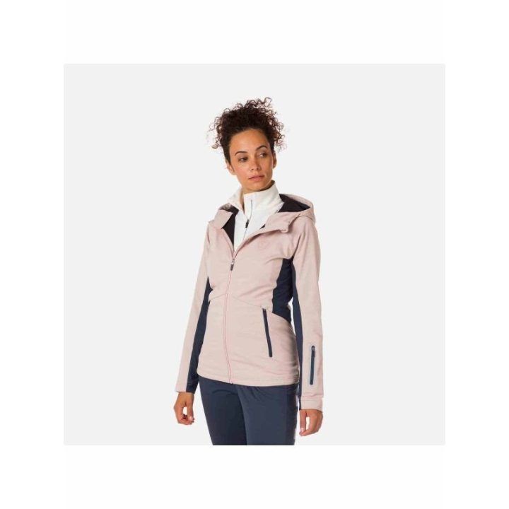 Moteriška softshell striukė su gobtuvu Rossignol Softshell Hoodie, rožinė
