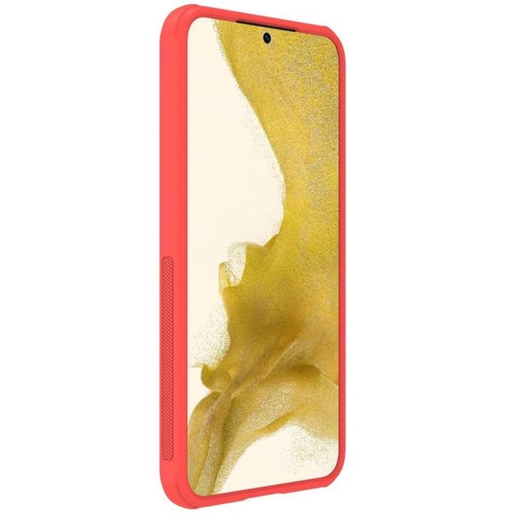 Nillkin Super Frosted Shield Pro dėklas Samsung Galaxy S23+ šarvuotas dangtelis + telefono stovas raudonas