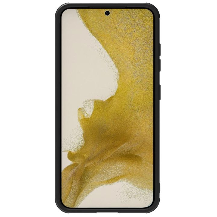 Nillkin Textured S Case Samsung Galaxy S23+ šarvuotas dėklas su kameros dangteliu, juodas